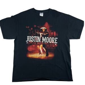 Justin Moore Tour T-Shirt‎ Mens (L) 2013 Country Music Nashville Bandtee GILDAN